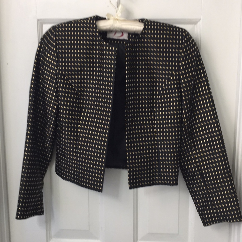 Doncaster vintage jacket black & gold polka dots